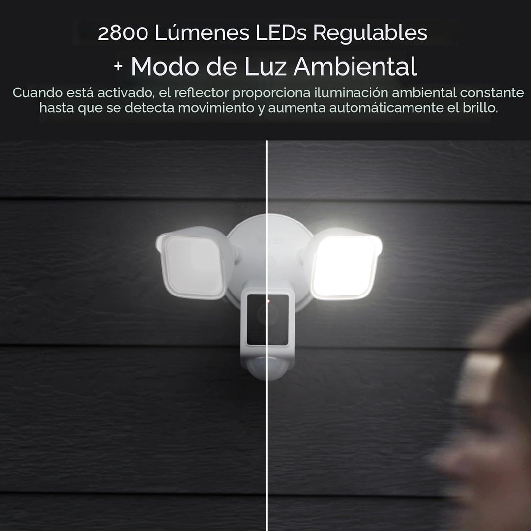 WYZE Cámara Floodlight v2, Cámara de Seguridad para Exteriores, 2K...