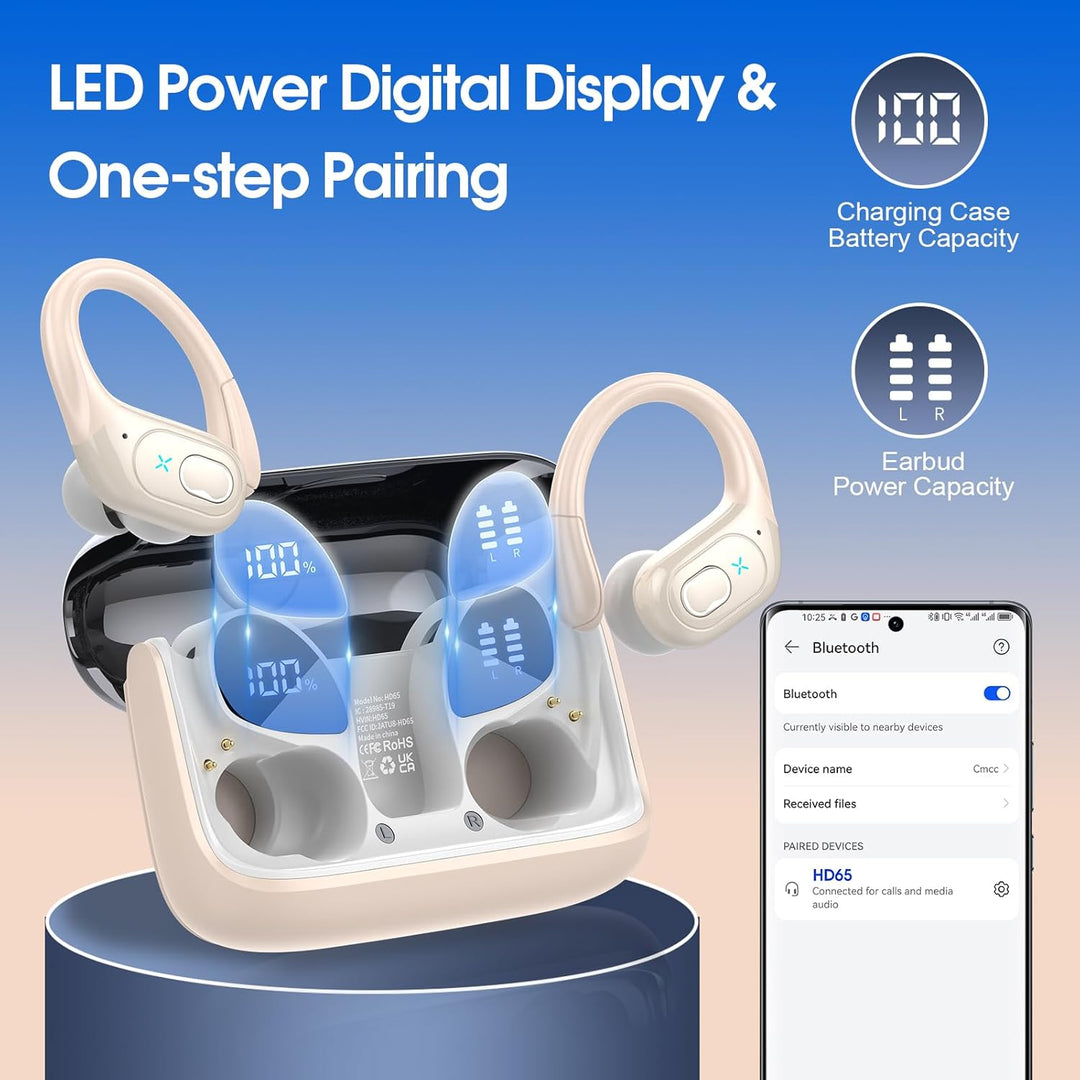 Aptkdoe - Auriculares inalámbricos 75 horas Bluetooth 5.4 deportivo...