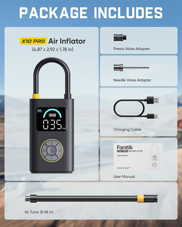 Fanttik Inflador de neumáticos portátil X10 Pro para coche compacto...