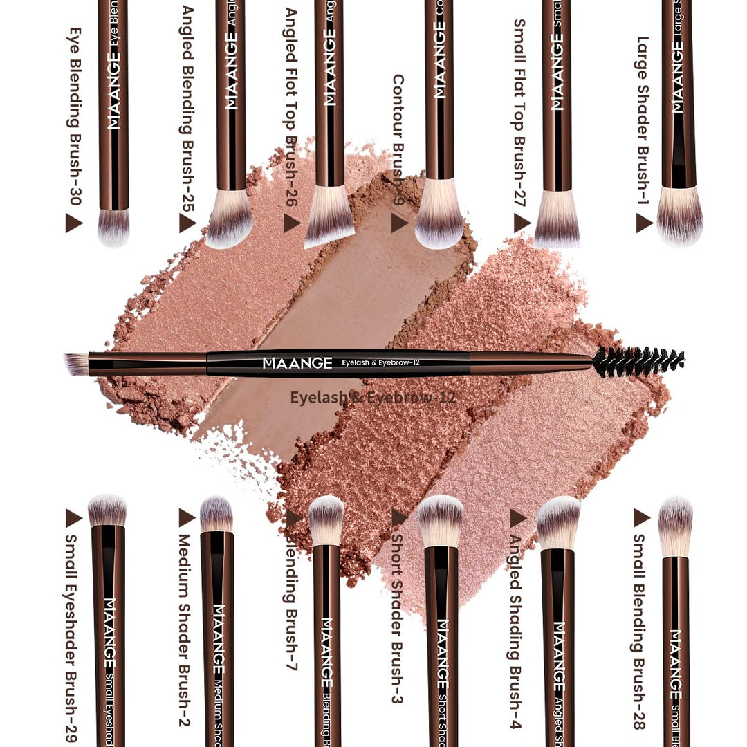 MAANGE 13 Brochas de Maquillaje con Bolsa, Juego de Brochas de Maqu...