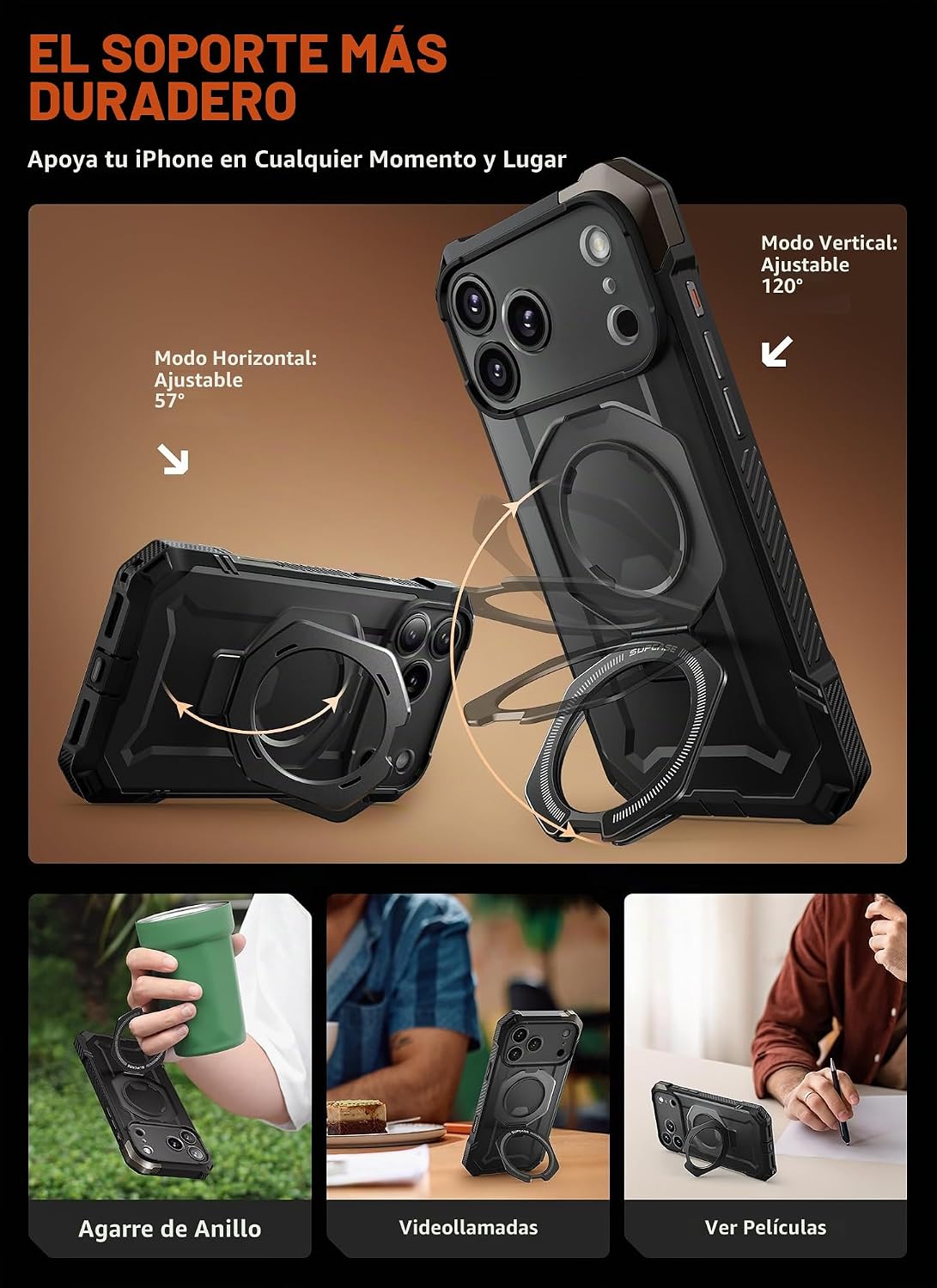 SUPCASE Paquete para iPhone 17 Pro Max UBGrip Case (negro) y cartera magnética