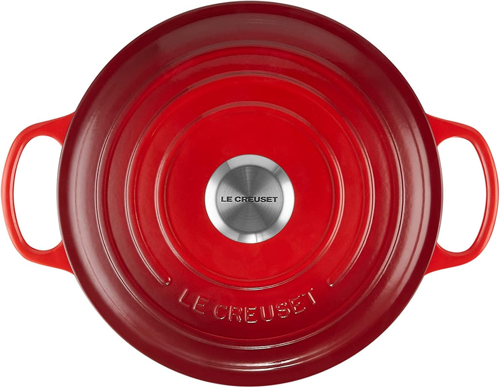 Le Creuset Horno holandés redondo ancho de hierro fundido esmaltado, 3.5 cuartos de galón., Cerise