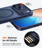 TORRAS Funda magnética a prueba de golpes para iPhone 17 Pro, azul, control
