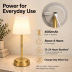 Lámpara Lámpara de mesa LED inalámbrica recargable, lámpara de ducha IP65, dorado