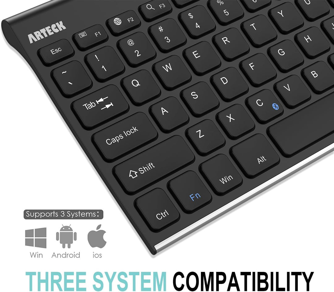Arteck Teclado Bluetooth, teclado inalámbrico universal de acero in...