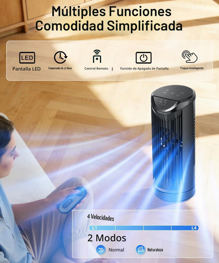 Ventilador de torre personal para dormitorio, ventilador de mesa de...