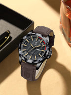 Poedagar Reloj de pulsera para hombre, de lujo, impermeable, luminoso, con fecha, para la semana, para negocios, esfera grande, de cuarzo, deportivo, de cuero, para hombre