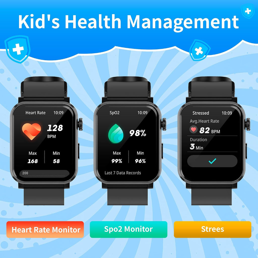 Reloj inteligente para niños y niñas, reloj HD de 1.83 pulgadas con función de llamada, juegos, podómetro, frecuencia cardíaca, SpO2, monitor de sueño y estrés, más de 120 modos deportivos