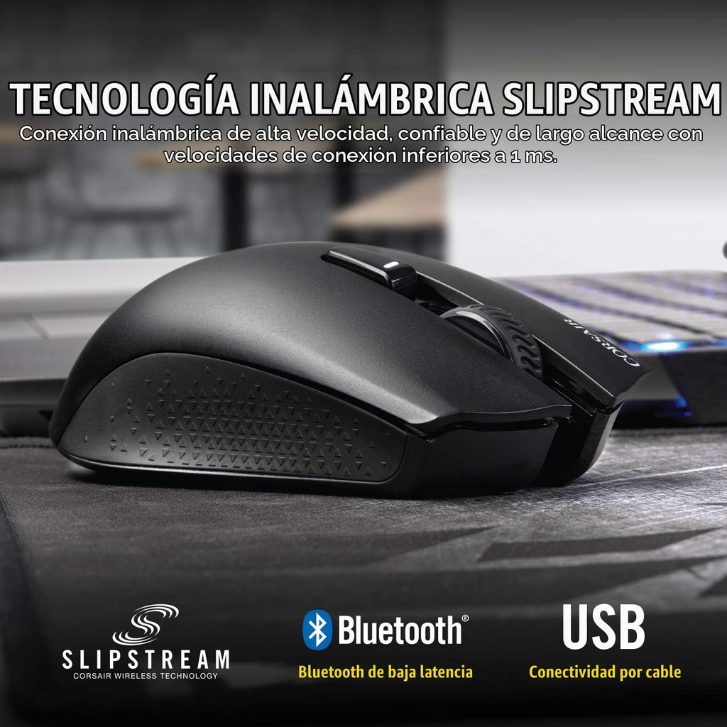 Corsair Harpoon - Ratón inalámbrico RGB ligero para juegos FPS/MOBA – 10,000 DPI – 6 botones programables – Bluetooth de baja latencia – Compatible con iCUE – PC, Mac, PS5, PS4, Xbox – Negro