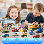 Paquete de 16 bloques de construcción para niños, compatibles con Lego 2 en 1, 710 piezas de kits de construcción de mini ciudad, incluye coche de policía y tren, regalos de juguete de Navidad