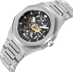 PIERRE RICHARDSON PR5721 Reloj esqueleto para hombre, acero inoxidable plateado, automático, 1.614 in, zafiro, 5ATM