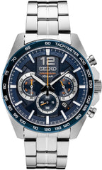 SEIKO Reloj SSB347 para Hombre - Essentials - Cronógrafo de Cuarzo, Taquímetro, AZUL - SSB345, Esenciales