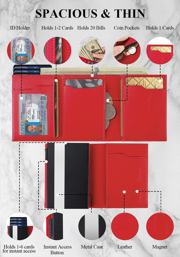 Aibirui Cartera pequeña para hombre, funda desplegable para tarjeta...