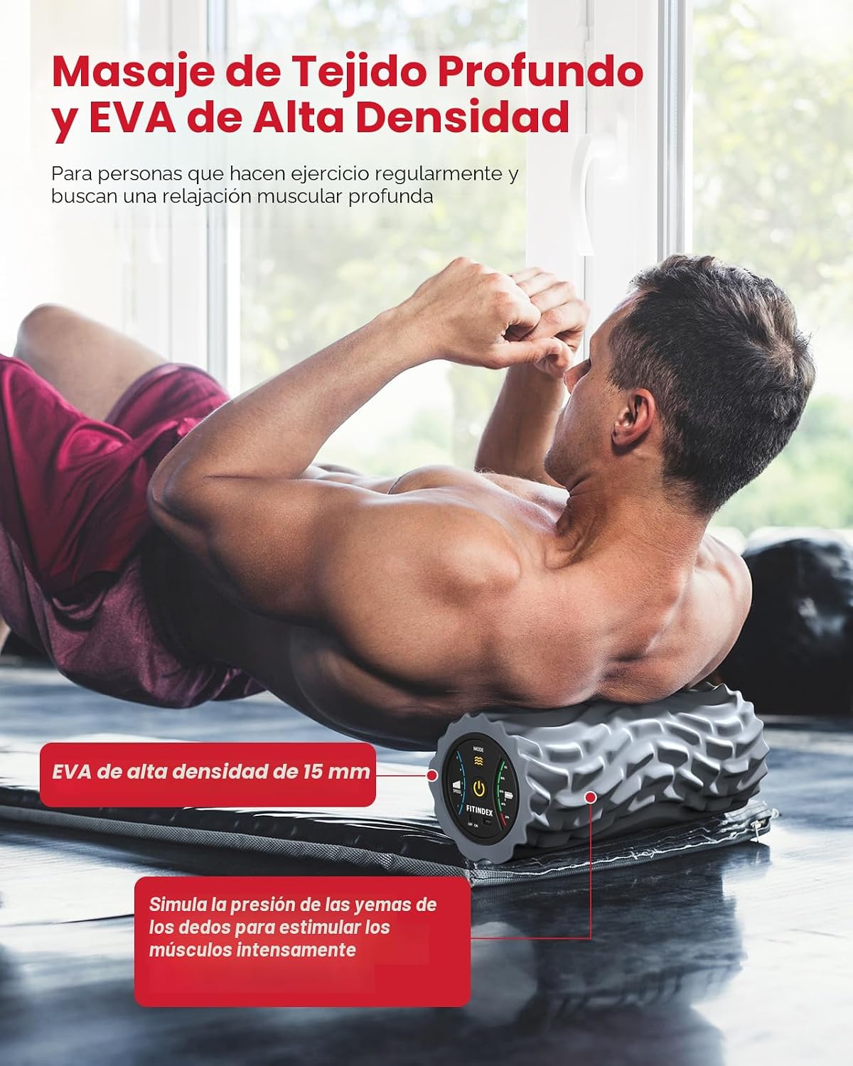 FITINDEX Rodillo de espuma vibratoria para ejercicio,5 velocidades de