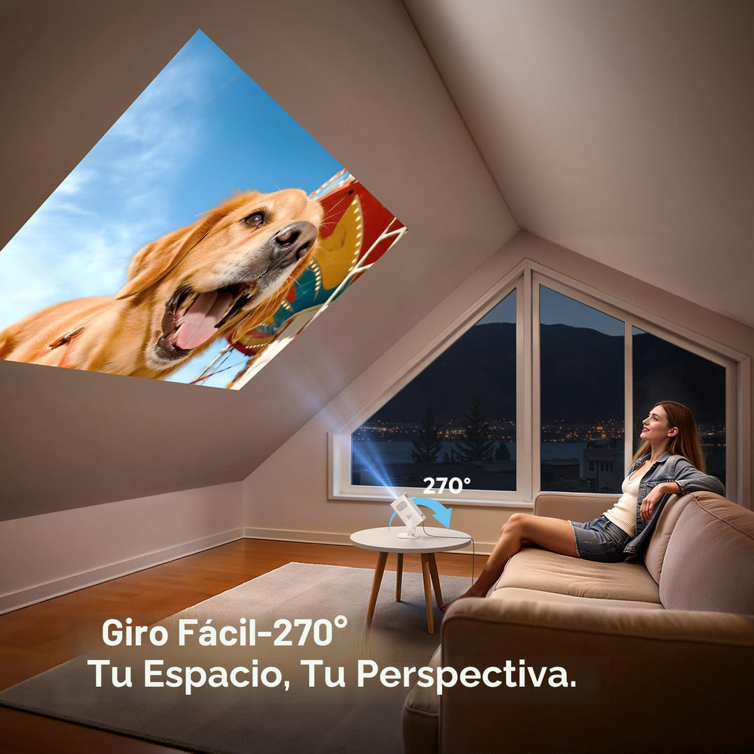 Mini-proyector con WiFi6 y Bluetooth bidireccional 5.4, soporte 108...