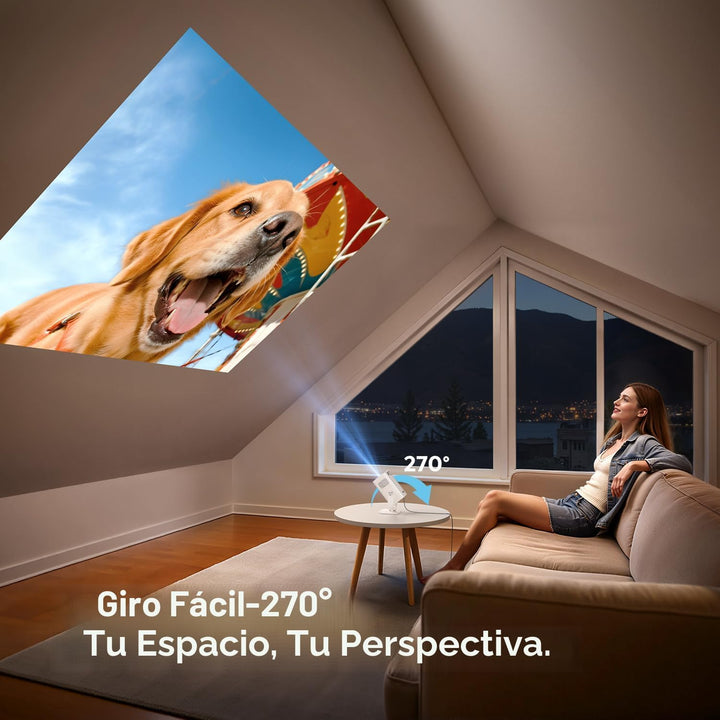 Mini-proyector con WiFi6 y Bluetooth bidireccional 5.4, soporte 108...