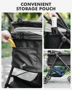 Cochecito para mascotas para perros y gatos pequeños, cochecito plegable con un solo clic con transportador desmontable y 3 correas de seguridad, soporta hasta 33 libras, cesta de