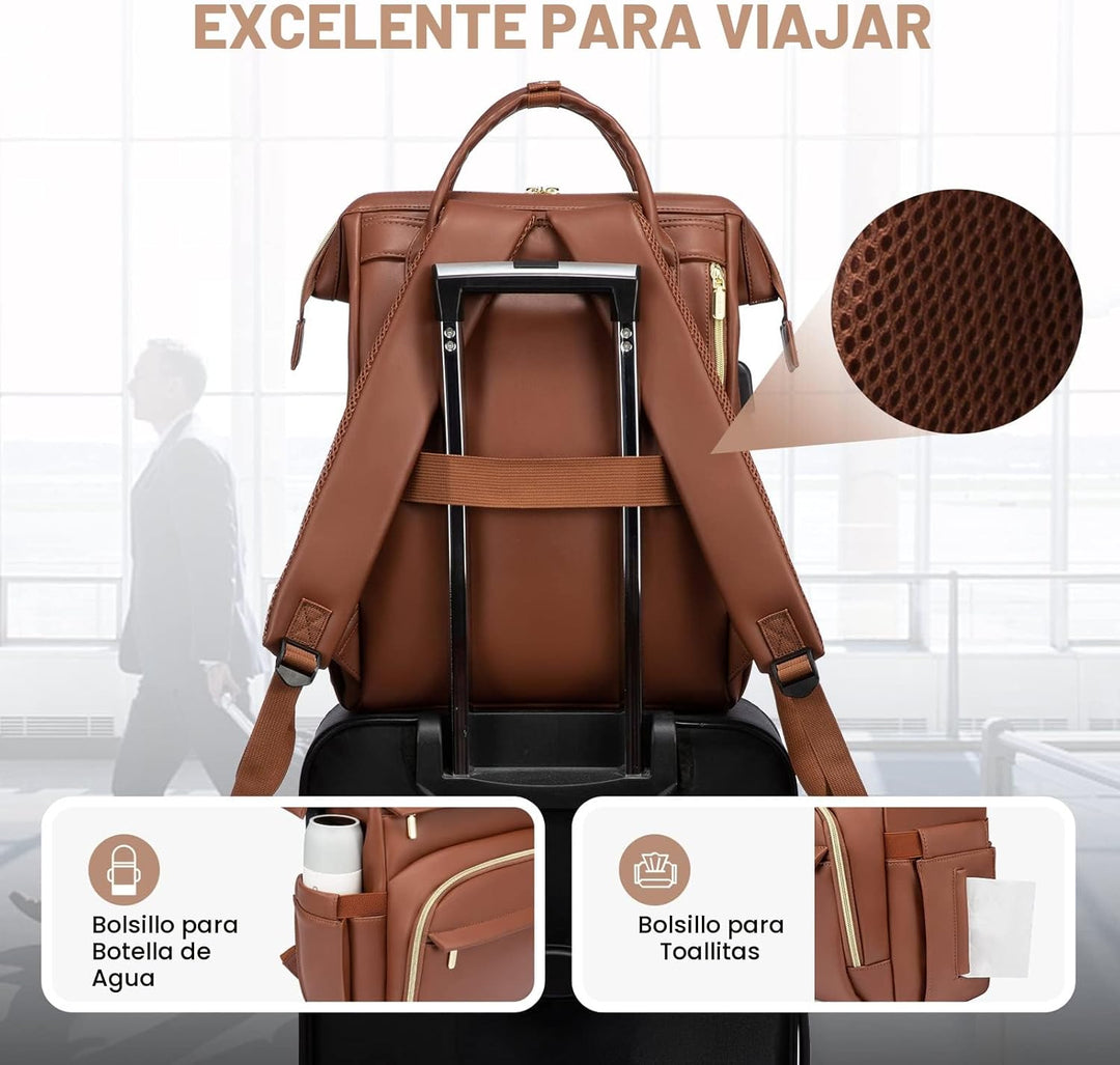 LOVEVOOK Mochila de cuero para laptop para mujer de 15.6 pulgadas,...