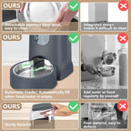 Comedero y dispensador de agua automático para gatos con cuenco de acero inoxidable, comedero por gravedad para perros y bebedero para mascotas pequeñas, medianas, cachorros y gatitos, 3,8 litros x 2