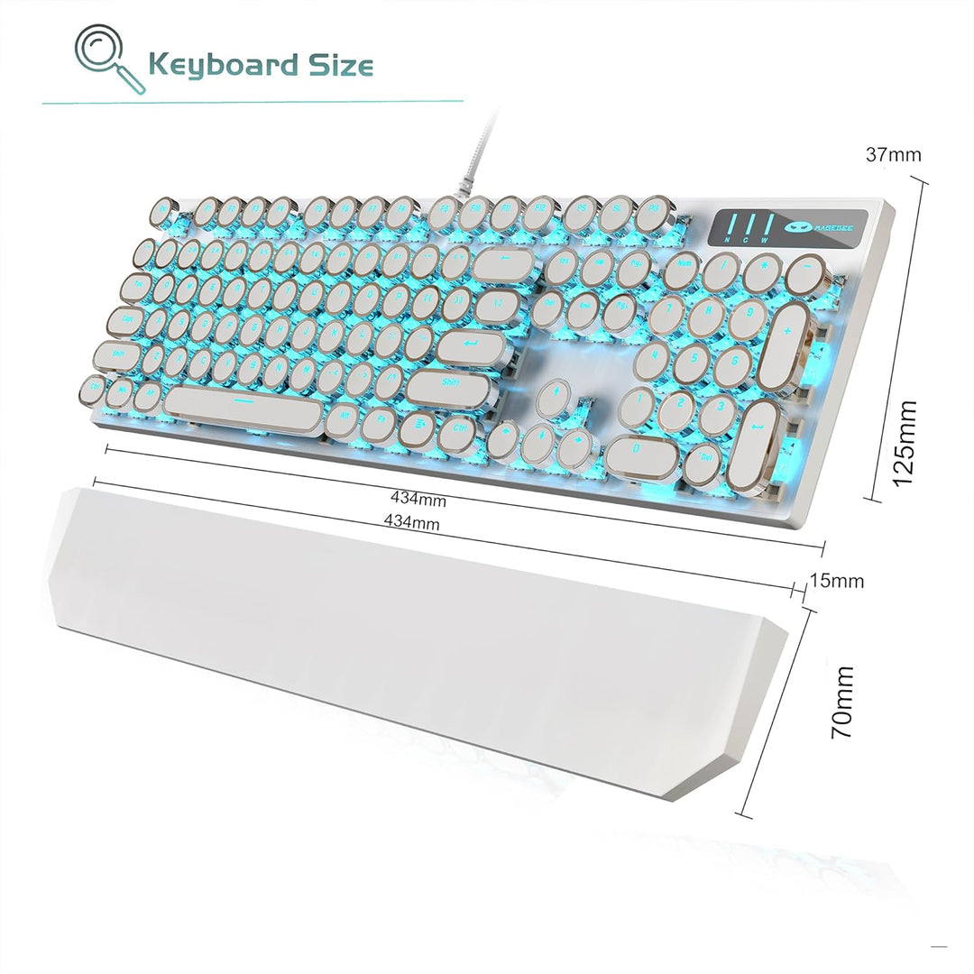 Teclado mecánico para juegos estilo máquina de escribir MageGee, te...