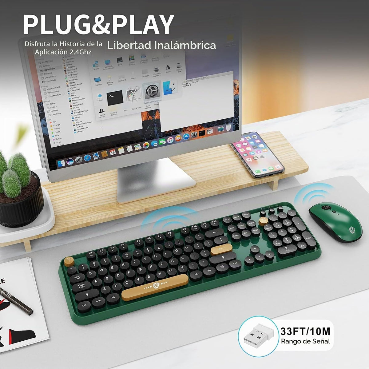 FD Teclado y ratón inalámbricos | Lindo teclado y ratón coloridos c...
