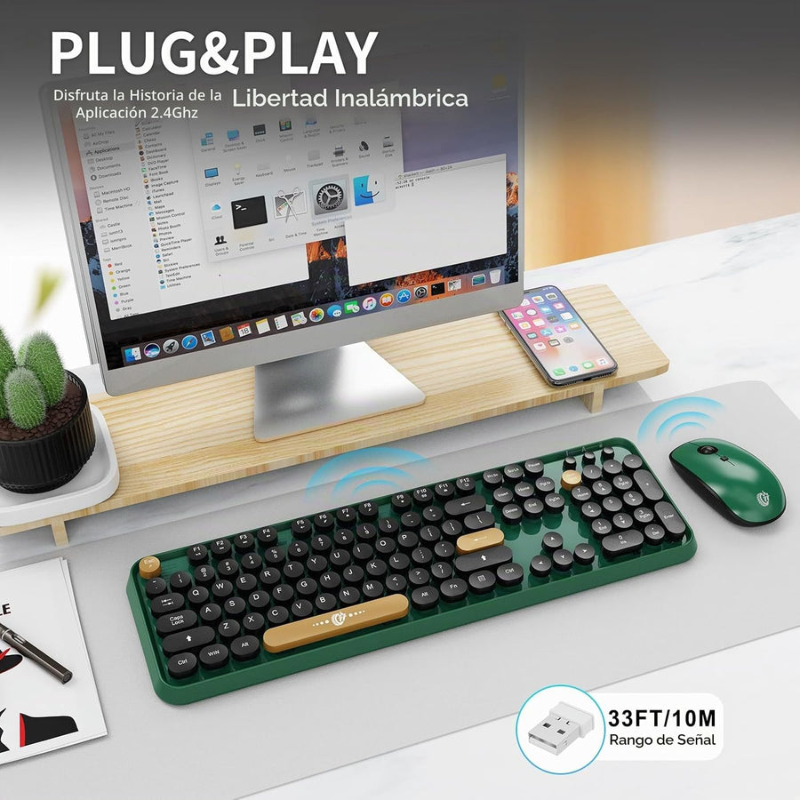 FD Teclado y ratón inalámbricos | Lindo teclado y ratón coloridos c...