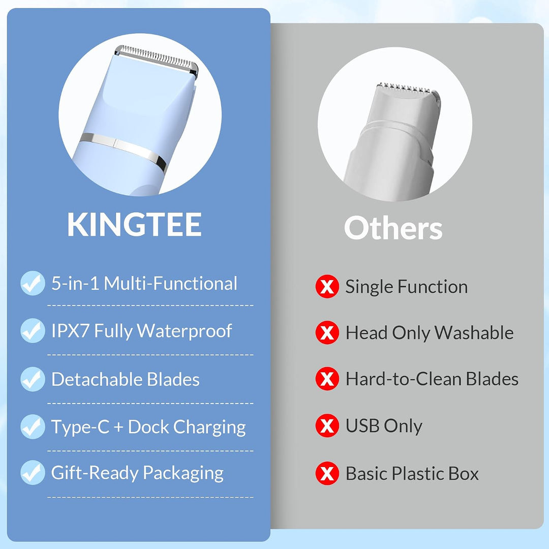 KINGTEE Recortadora de bikini eléctrica 5 en 1 para mujer, afeitado...