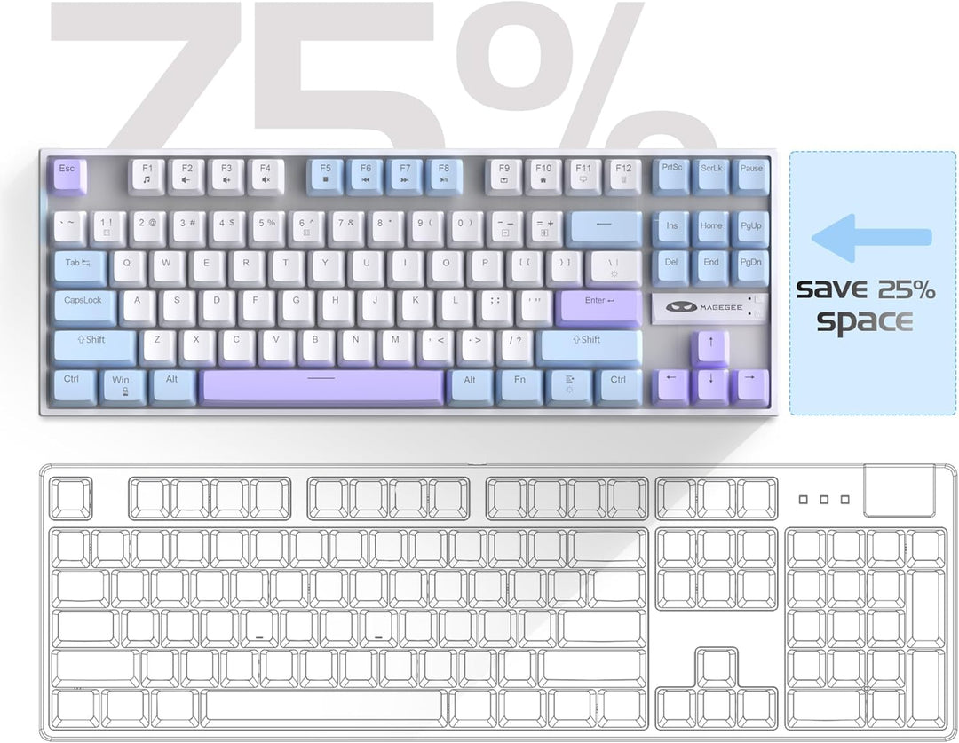 MageGee Teclado mecánico 75% para juegos, interruptor rojo, retroil...