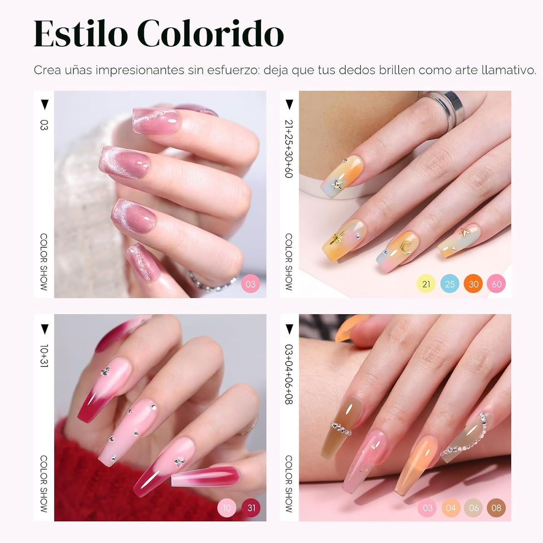 COSCELIA Juego de 67 piezas de esmalte de uñas de gel con luz UV, 2...