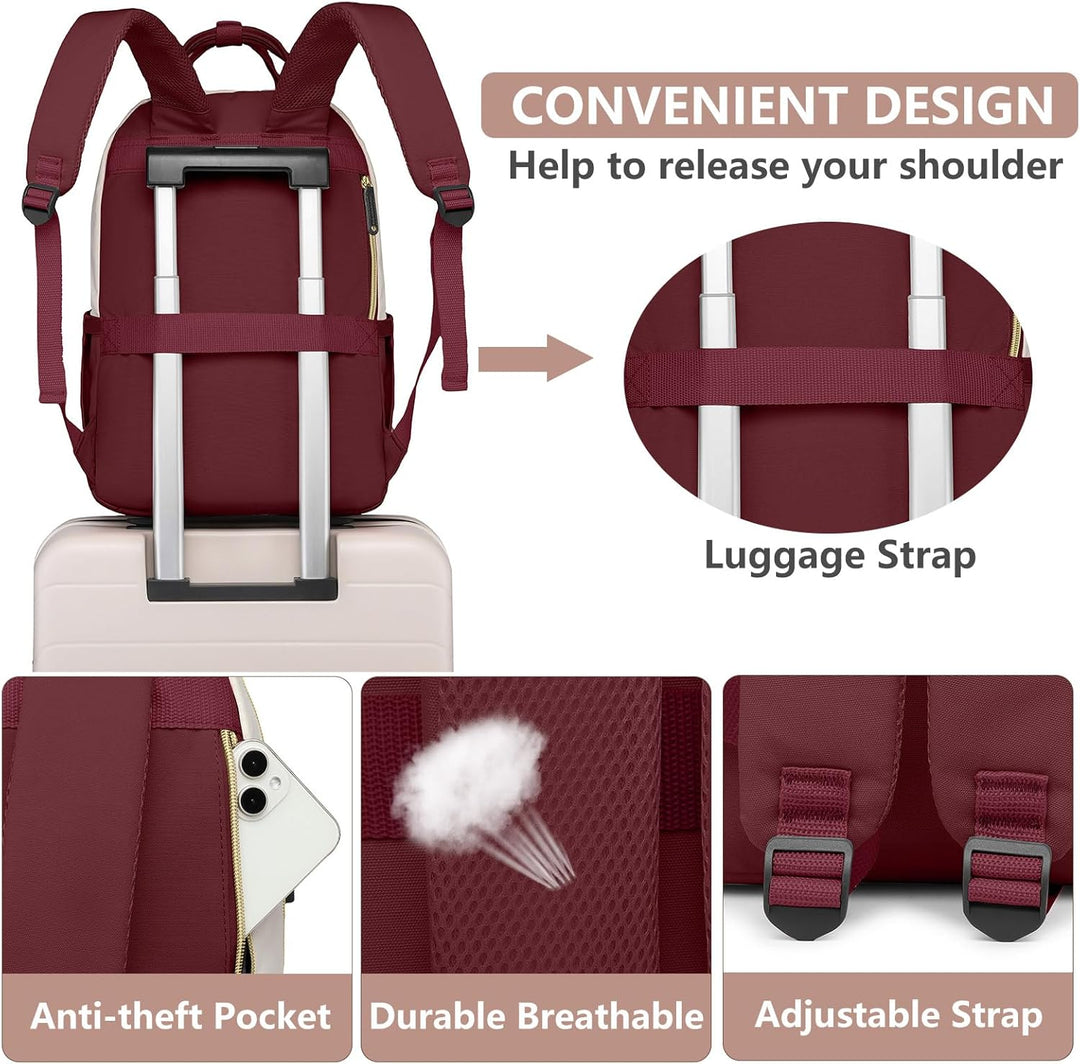 bagswan Mochila para laptop para mujer, 61-vino tinto, 15,6 pulg.,...