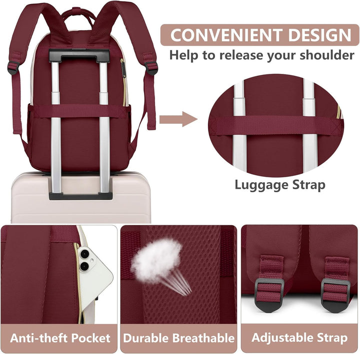 bagswan Mochila para laptop para mujer, 61-vino tinto, 15,6 pulg.,...