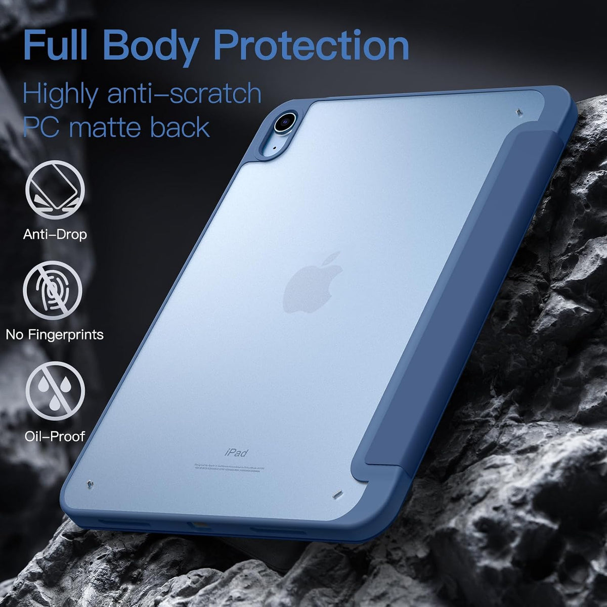 JETech Protector de pantalla de privacidad para iPad (A16) de 11ª/10ª generación (2025/2022) y funda mate con soporte para lápices