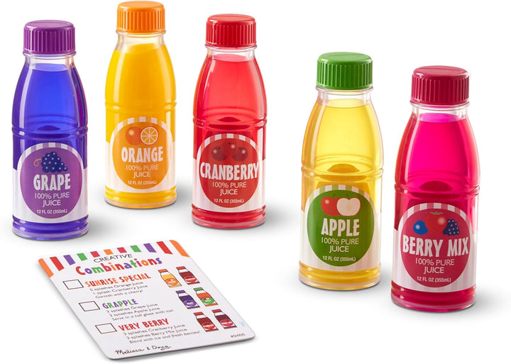 Melissa &amp; Doug Tip &amp; Sip - Botellas de jugo de juguete y ta...