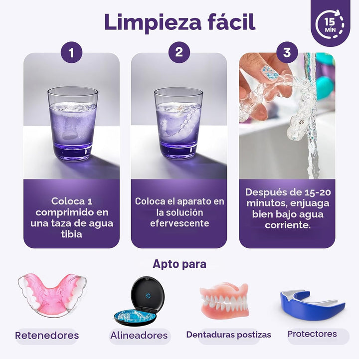 Weiss Naturals - Tabletas limpiadoras de retenedores, limpiador Inv...