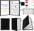Feifeiya Cuaderno portátil de borrado en seco de 6 lados, negro, A4 9" X 12
