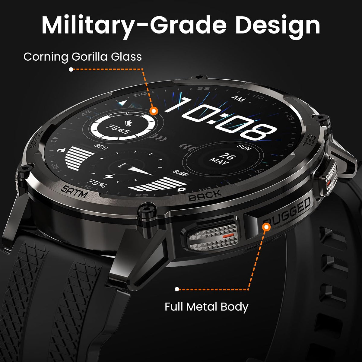 KOSPET Reloj elegante del tanque T4C con GPS, 5ATM/IP69K impermeable