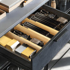 VaeFae Paquete de 6 separadores de cajones de bambú, 4 pulgadas de alto ajustables de 11.9-17.1 pulgadas, separadores expandibles para dormitorio, baño, cocina, oficina