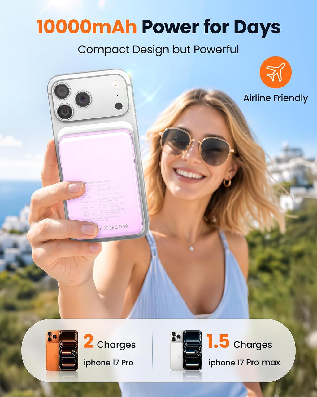Cargador portátil magnético 10000mAh para MagSafe Power Bank integrado