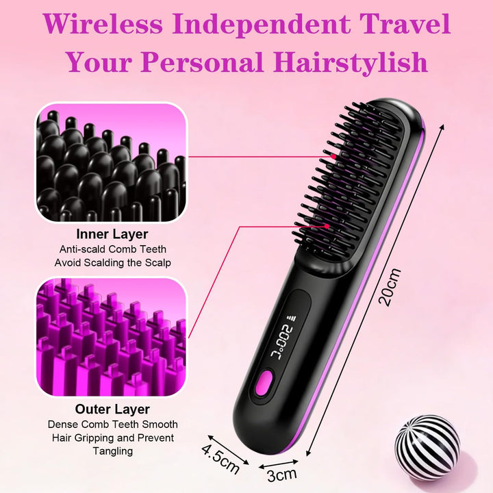 Go Brush Pro - Cepillo alisador de pelo inalámbrico, cepillos alisa...