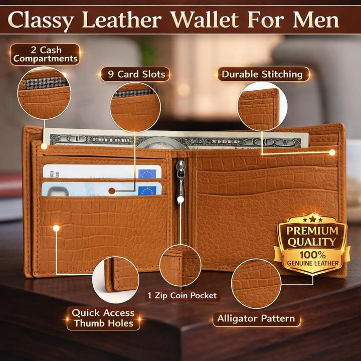 Cartera de cuero para hombre, bloqueo RFID, delgada y elegante con...