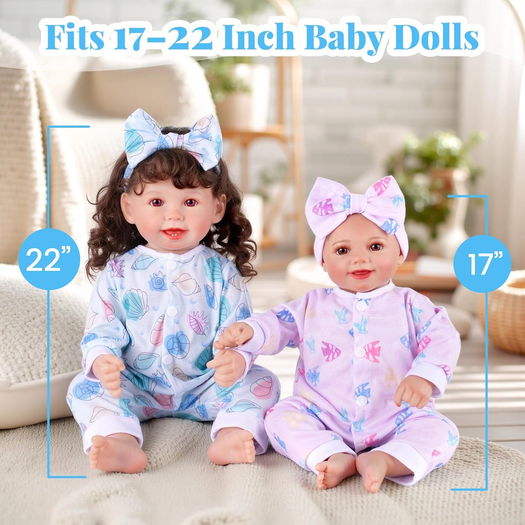 BABESIDE 5 juegos de ropa de muñeca Reborn con diadema de muñeca pa...