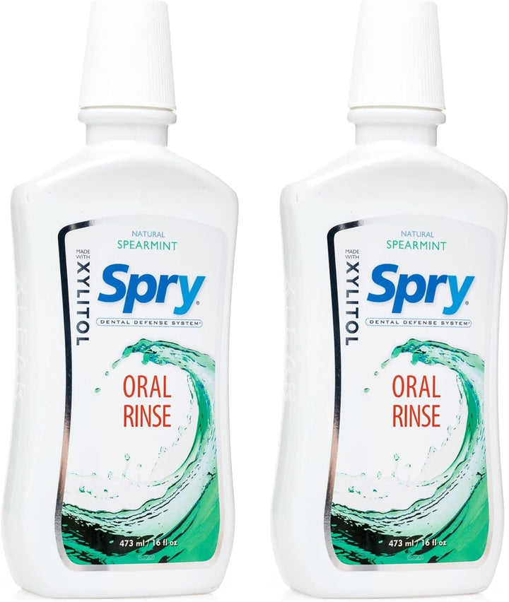 Spry Enjuague bucal de xilitol natural sin flúor con soporte de esm...