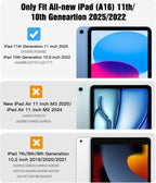 BMOUO Funda para iPad (A16) 11ª generación de 11 pulgadas 2025/iPad de 10.9 pulgadas 2022, soporte giratorio 360 y soporte para lápices y correa de mano y hombro a prueba de golpes, funda para iPad de