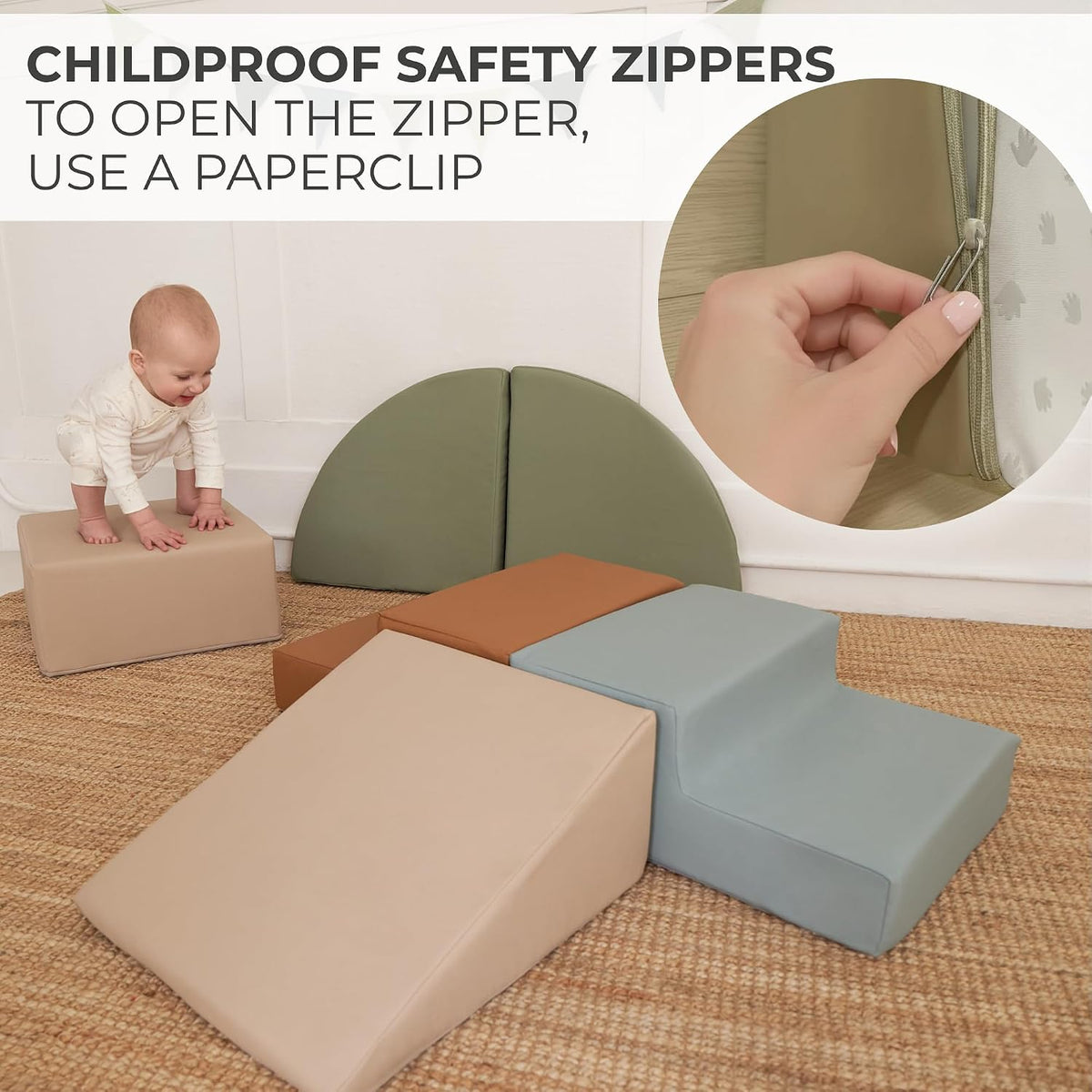 Conjunto de Juego de Escalada Divertido para Niños Pequeños de 1-3 años: Túnel de Gateo, Bloques de Escalada de Espuma