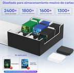 Mlikero Caja de almacenamiento de tarjetas coleccionables, almacenamiento de tarjetas a granel para más de 1800 tarjetas con funda, organizador de tarjetas de cierre magnético de piel sintética con 10