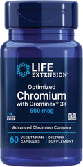 Life Extension Optimized Chromium with Crominex 3+, 500 mcg, 60 Capsules