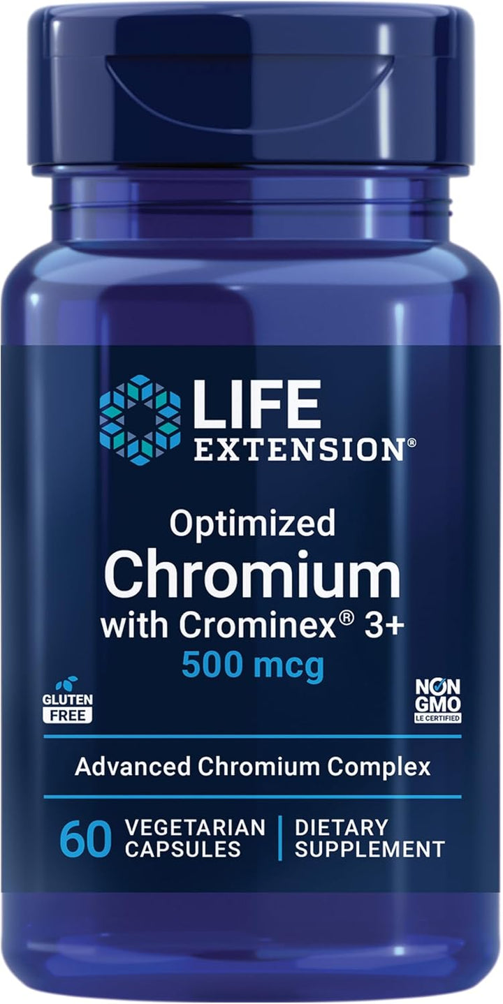 Life Extension Cromo optimizado con Crominex 3+ 500 mcg, Salud del...