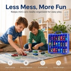 Organizador de juguetes de almacenamiento compatible con Hot Wheels Car, contenedor para coches de fósforos, mini juguetes, muñecas pequeñas, caja de transporte de doble cara para autos