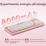 AUSDOM H98 - Teclado mecánico cremoso rosa, teclado inalámbrico sil...