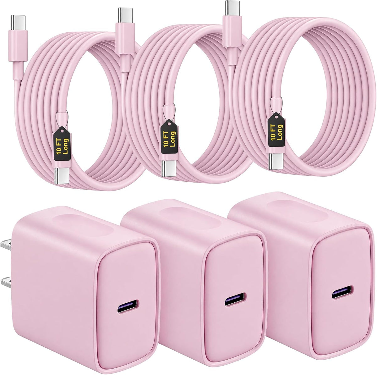 Cargador USB C de carga rápida para iPhone 18, 17, 16, 15, 3 unidades